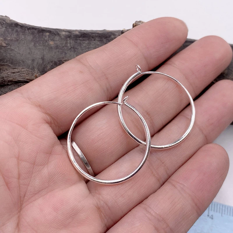999纯银实心光面耳圈手工时尚999纯银耳圈