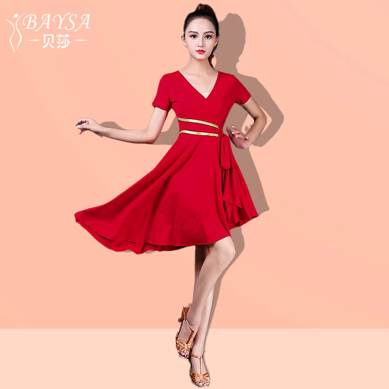 春季新款拉丁舞练功服表演服女成年摩登舞专业演出连衣裙Y19-199L