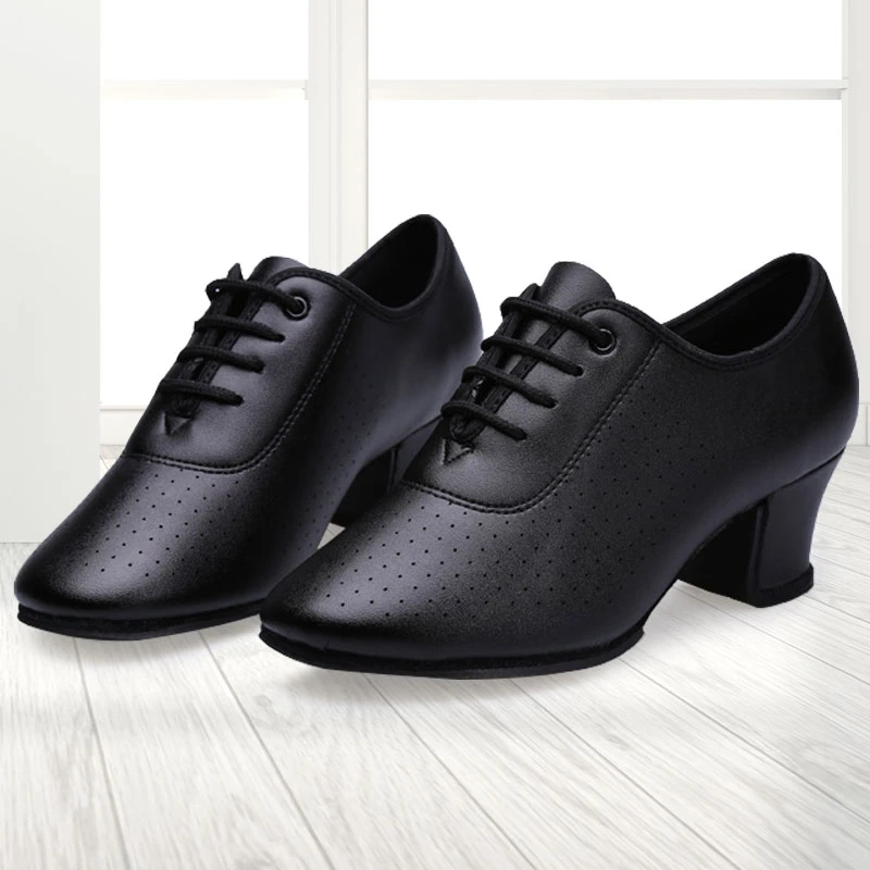 跳舞鞋中老年女软底女式拉丁舞鞋摩登舞教师鞋真皮交谊舞中跟舞蹈