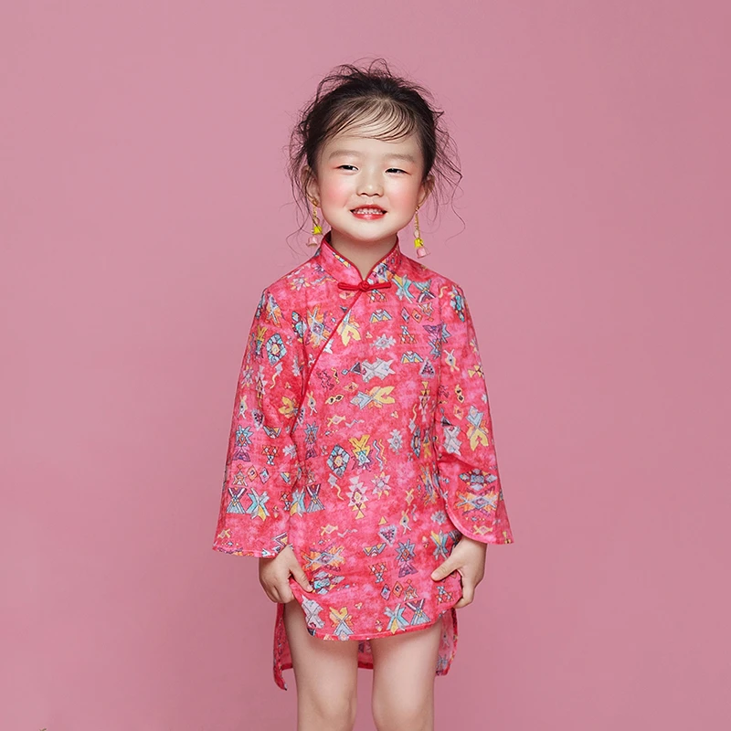 咪多咪彩咪多咪彩原创设计儿童旗袍天丝麻女童文艺复古PP-05