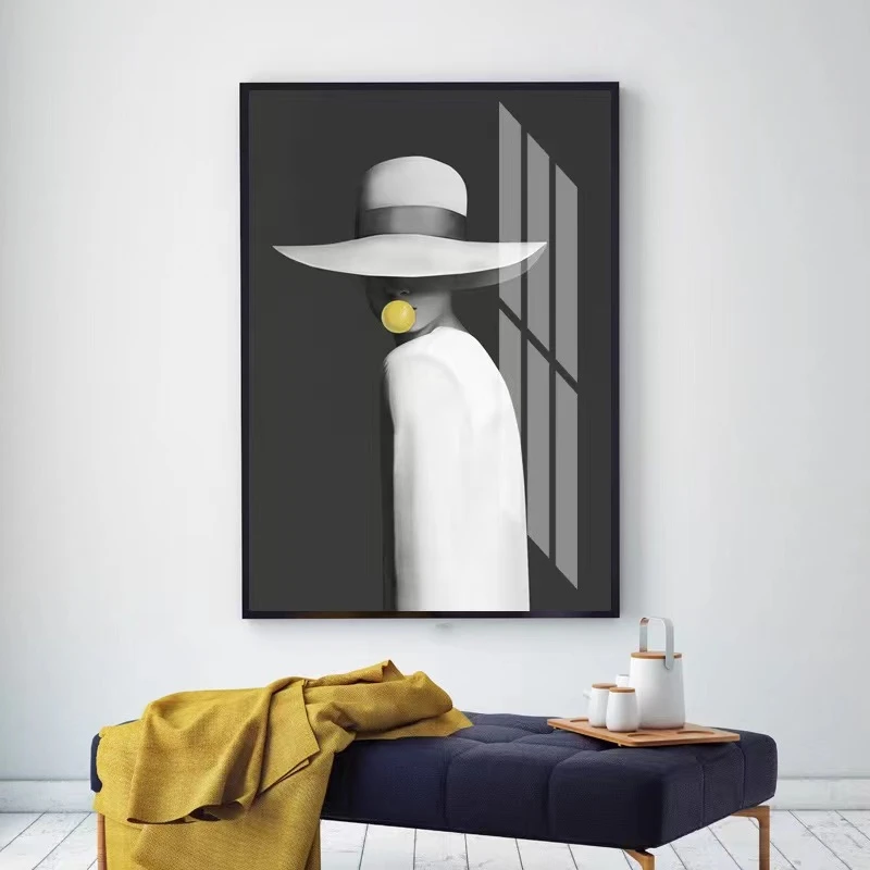 【上沐】-【水晶-神秘女郎】现代抽象人物装饰画沙发背景画玄关画