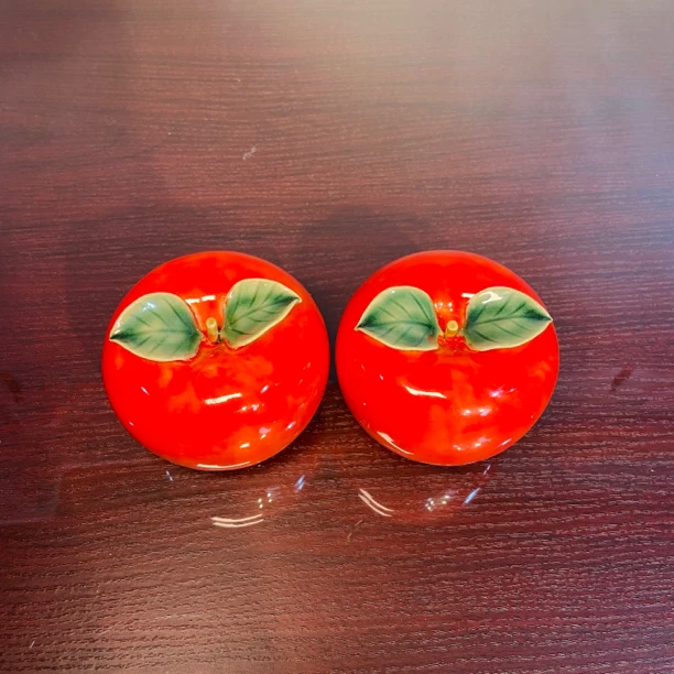 【平平安安-大苹果一对-单个长9高8厘米】石湾工艺品中式陶瓷摆件