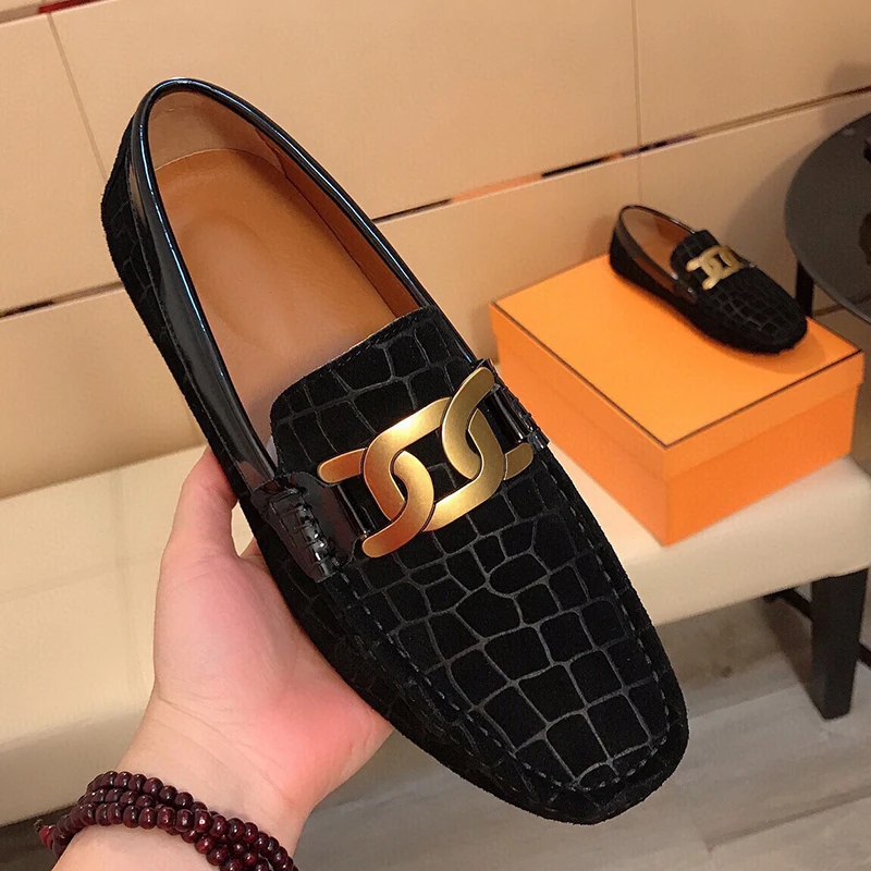 男士豆豆鞋百搭真皮套脚懒人乐福鞋新款英伦风潮流一脚蹬皮鞋爆款