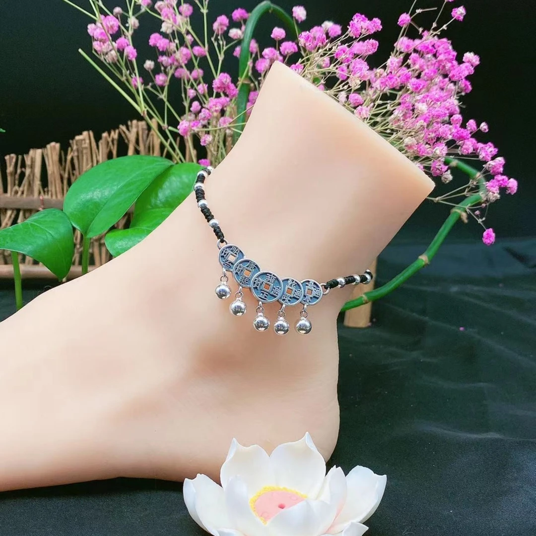 925银脚链 春晓老银匠时尚手工编织脚链（活口可调节）