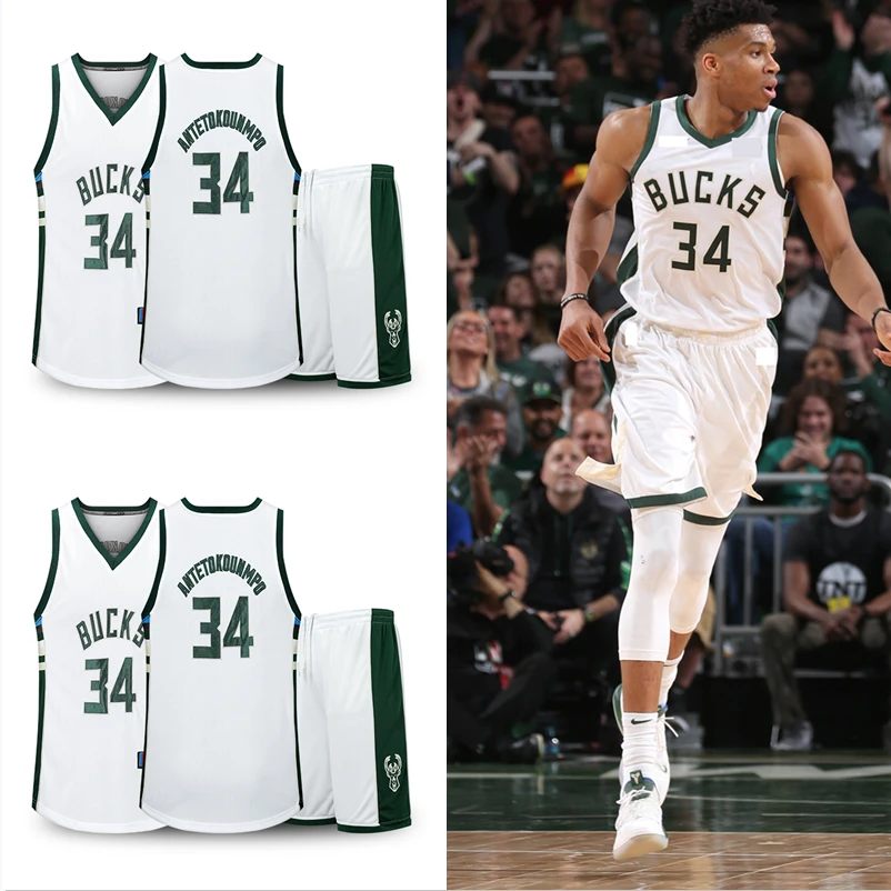 【刺绣】雄鹿队34号字母哥刺绣球男衣阿德托昆博库里东契奇篮球服