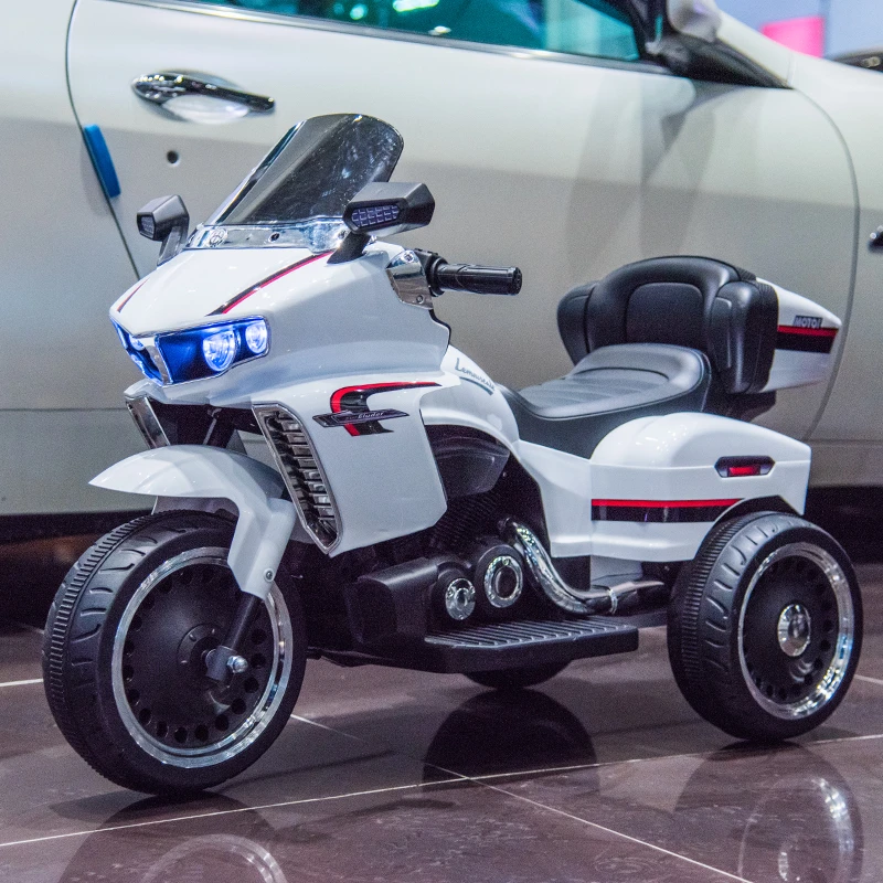 儿童电动摩托车大号可坐双人男女小宝宝四轮童车2-10岁充电玩具