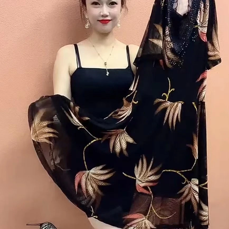 夏款V领蕾丝边气质时尚妈妈装洋气显瘦枫叶款遮肉女装显瘦连衣裙