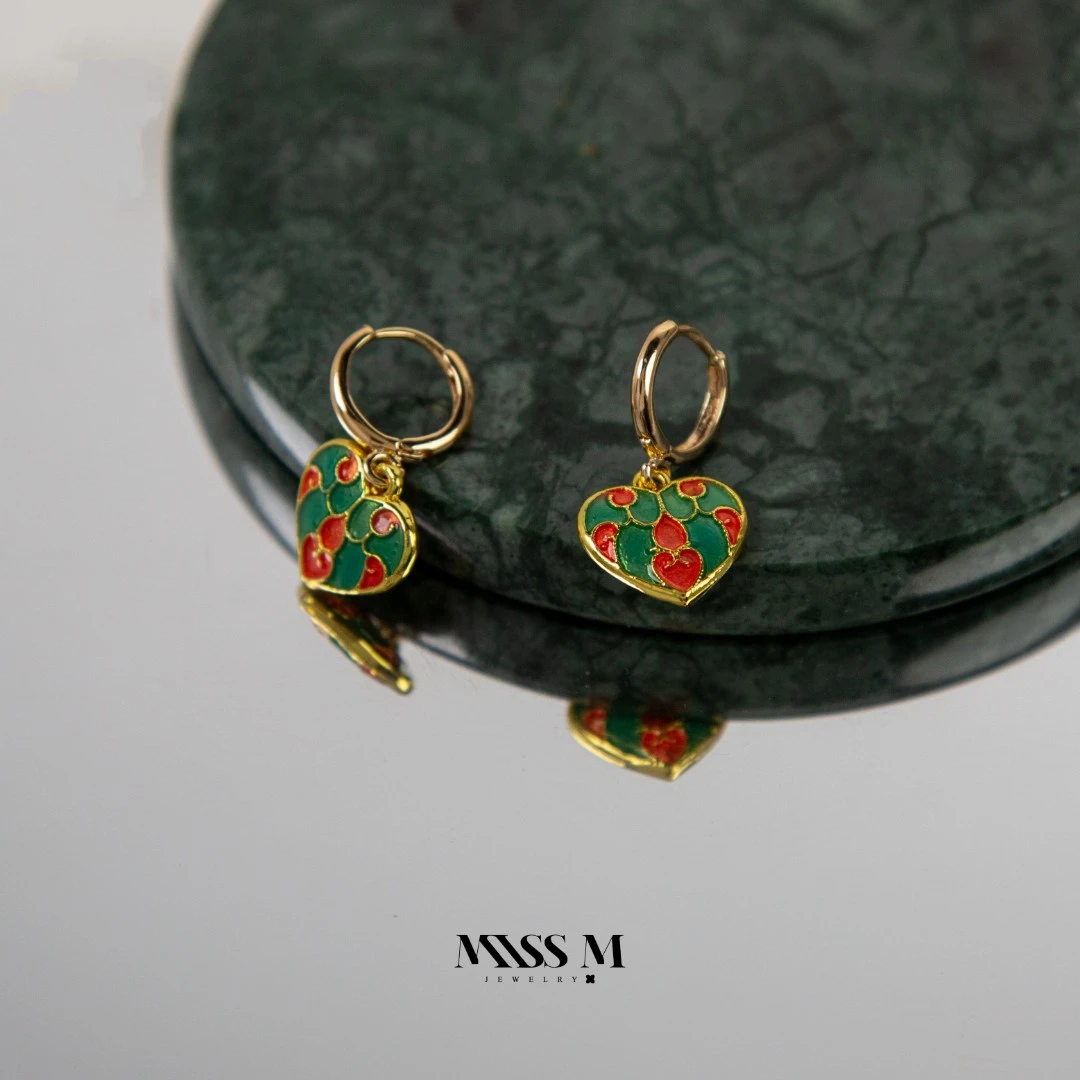 铜合金珐琅耳饰 MISSM【动心】新中式轻奢古法手工珐琅款爱心耳环
