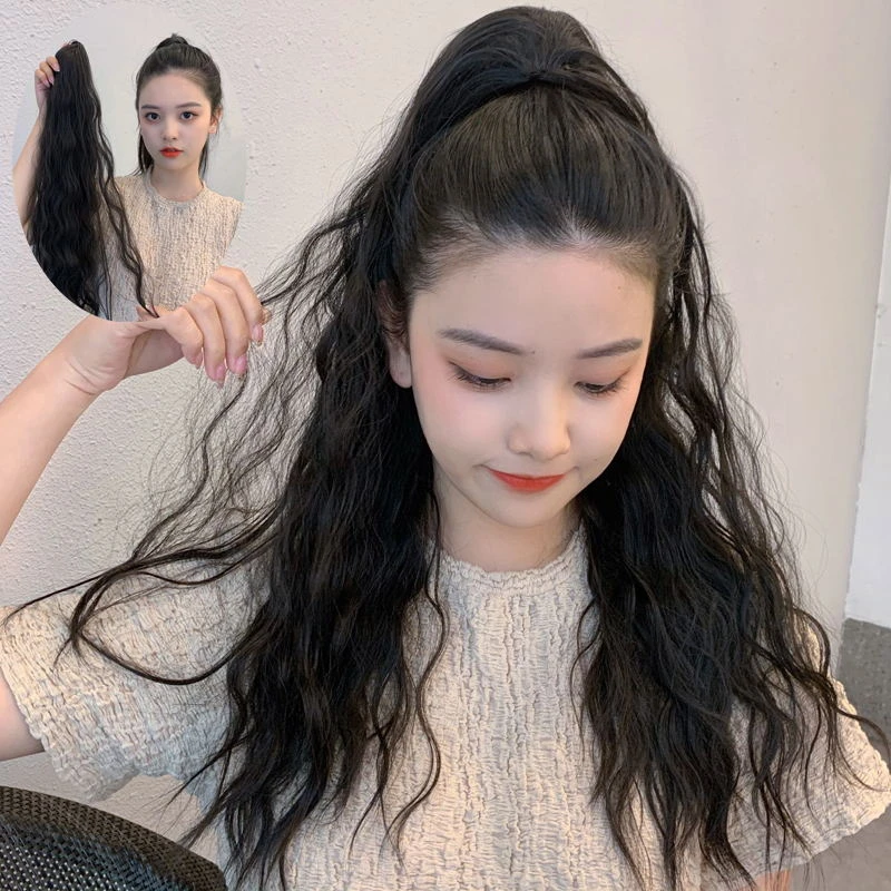 迷你抓夹式网红高马尾假发女水波纹卷发蓬松自然仿真辫子提升气质
