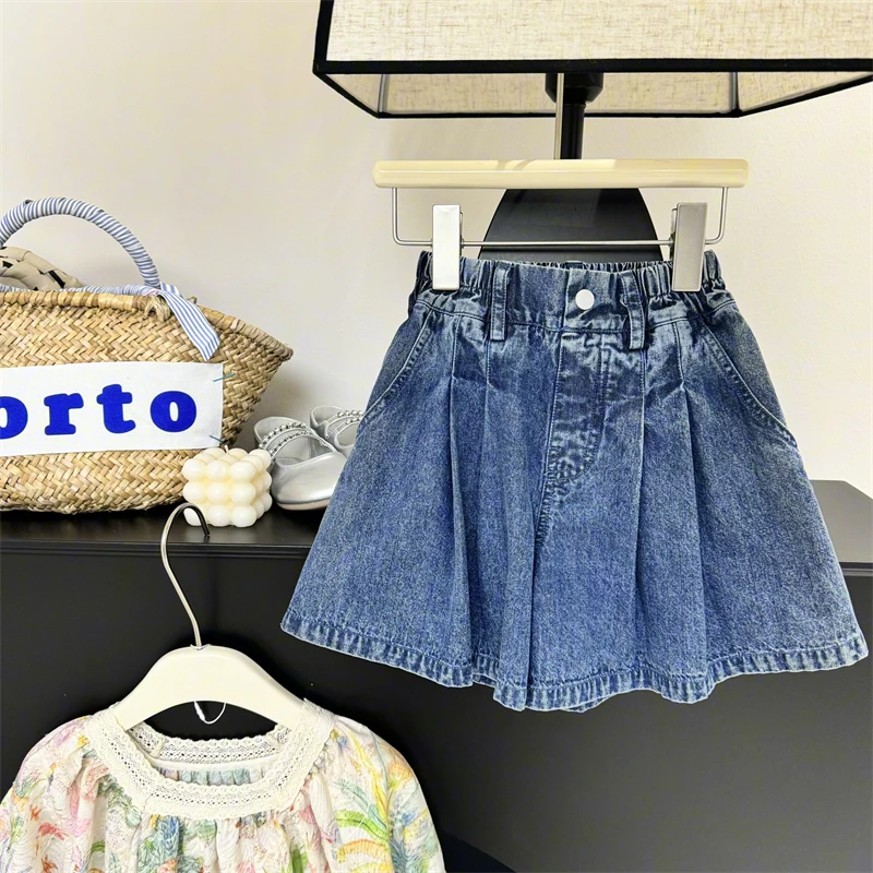 【现货】女童夏装阔腿裤休闲儿童韩版牛仔短裤外穿大童裤子洋气时髦