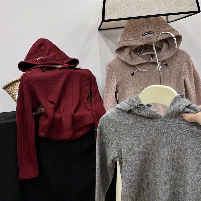 【现货】Leomama童装女童连帽针织衫2024秋季新款中大儿童套头上衣