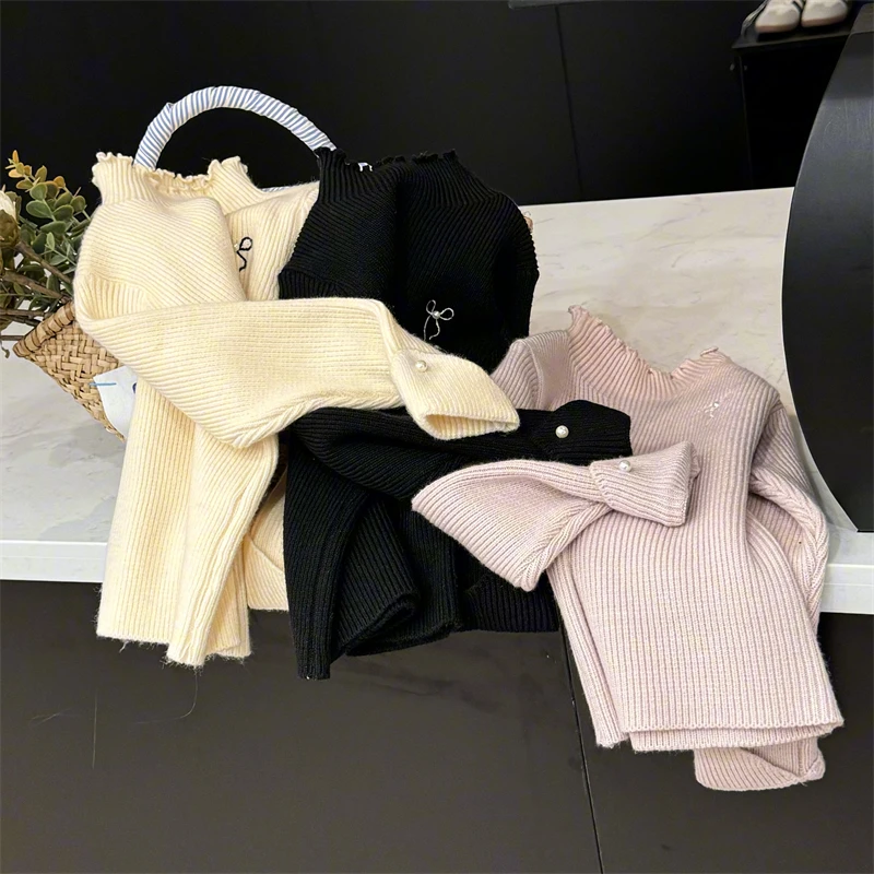 【现货】Leomama女童半高领毛衣打底衫秋冬新款儿童内搭保暖针织衫