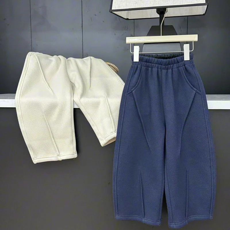 【现货】leomama女童加绒裤子一体绒卫裤儿童冬装香蕉裤大童阔腿裤