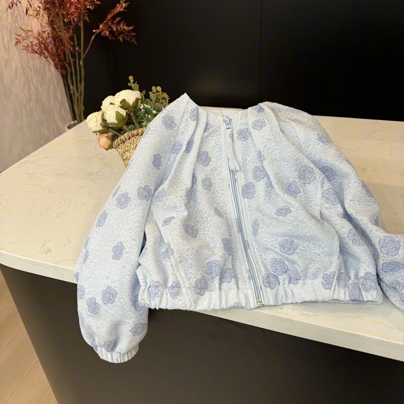 【现货】leomama女童花朵细闪外套儿童气质夹克2025春季拉链衫上衣