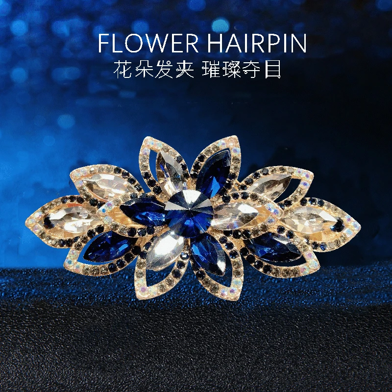 希善锌合金合成锆石发饰大号发夹发饰韩版气质后脑勺马尾成人饰品