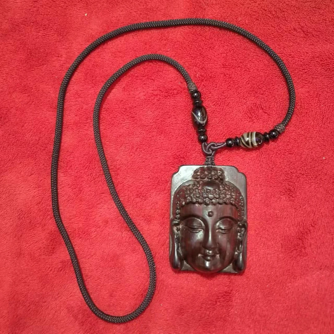 紫檀木手工雕刻《佛首挂件》木艺木雕平安挂件自身佩戴车内饰挂件