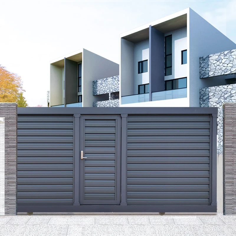 别墅电动平移门 铝艺车库大门 带门中小门 遥控庭院门 自动大门