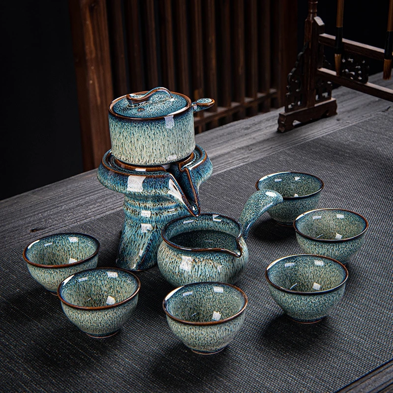 联谊窑变全自动八件套整套半自动茶具套装家用简约陶瓷懒人泡茶套