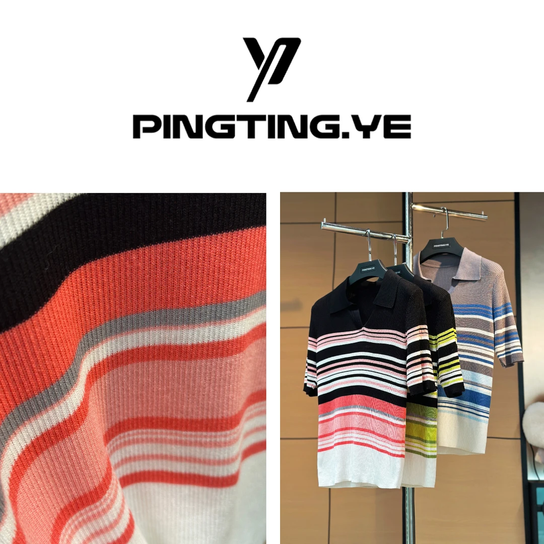 夏季撞色条纹设计感小众时尚休闲百搭显瘦针织短袖polo上衣PT8302