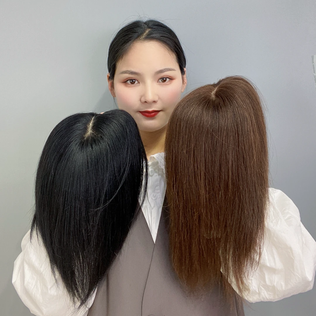 假发女头顶补发遮白发假发片轻薄全真人发自然前额增发量真发发片