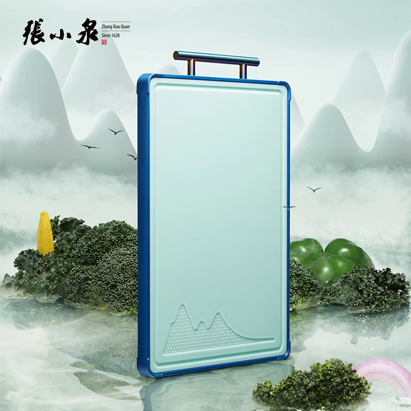 张小泉乌檀木菜板家用不锈钢砧板占木质粘板切菜板双面塑料PP案板