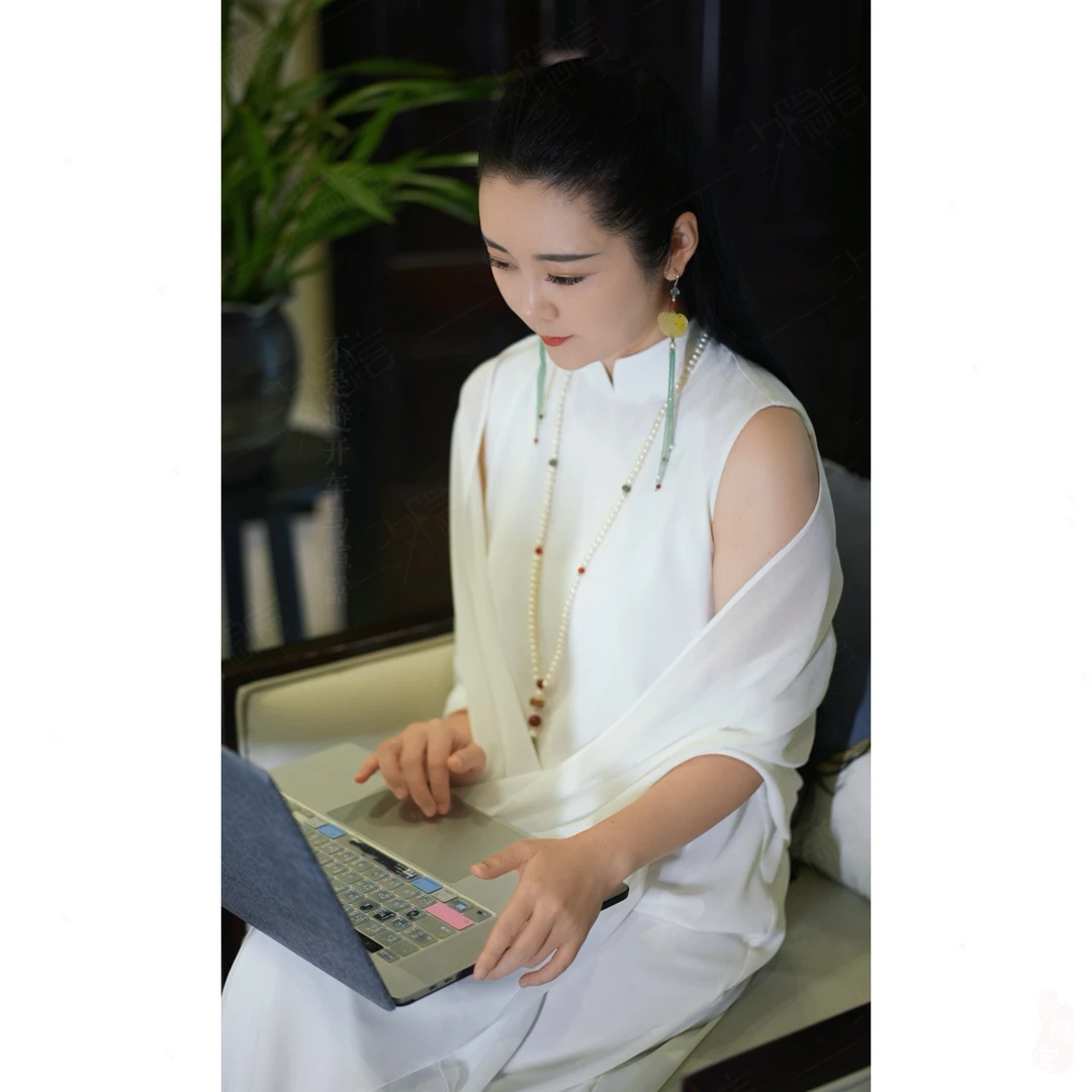 【洛谪】春夏中式纯色仙女禅意气质日常夏季长款女装连衣裙