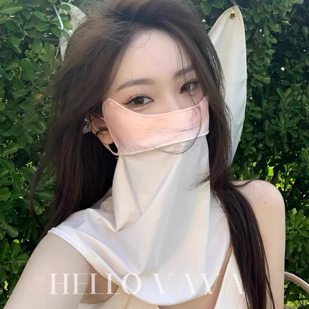 新疆现货包邮防晒面纱面罩口罩女全脸防紫外线遮脸口罩