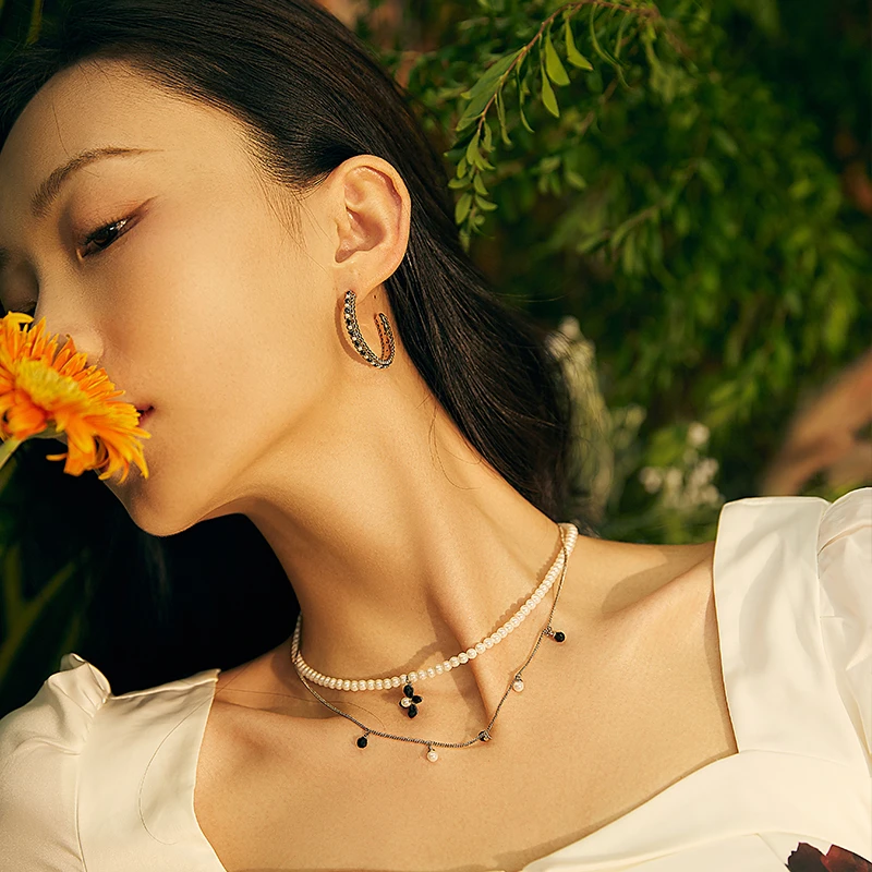 铜合金仿珍珠耳饰 SHINE萱子巴黎午后系列气质时尚复古耳圈