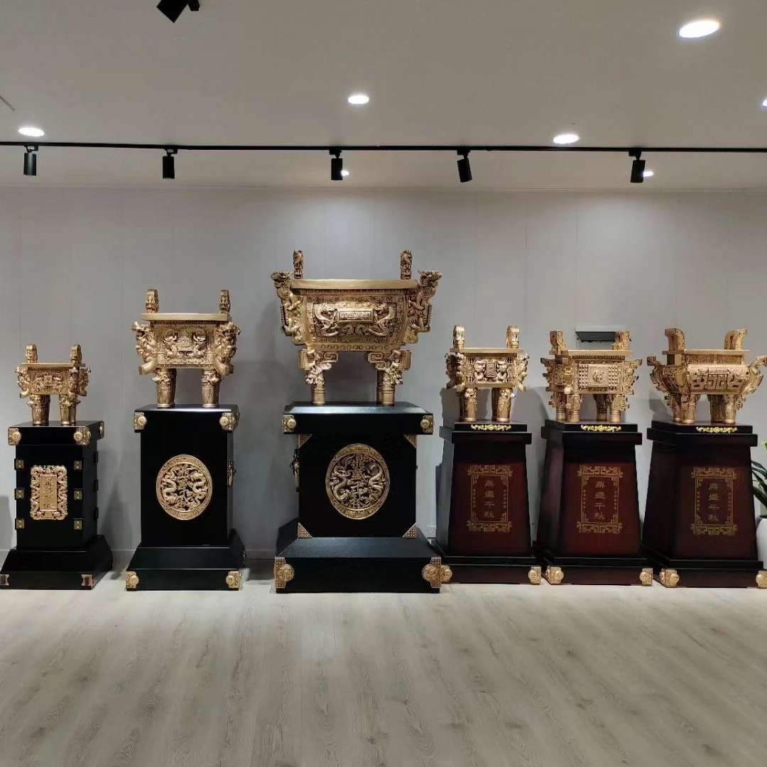 高档中号落地沙金树脂手工大小复古龙鼎开业大摆件工艺品大号商场