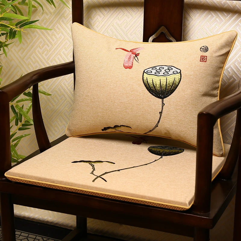 中式红木沙发垫古典禅意椅垫实木圈椅餐椅茶椅太师椅坐垫腰枕定制