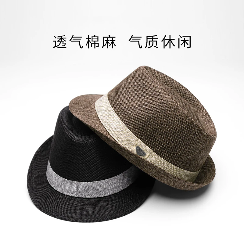 【BIGHDFOX】英伦棉麻复古爵士礼帽大头围透气草编帽休闲绅士帽男