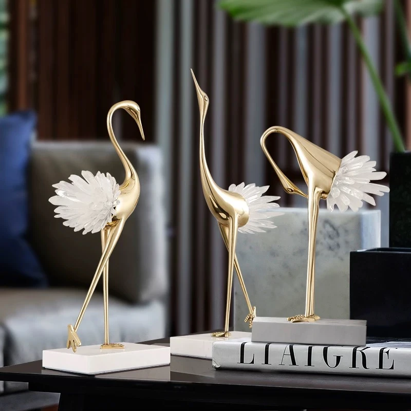 轻奢仙鹤摆件现代简约电视柜摆设饰品家居玄关装饰客厅酒柜装饰品