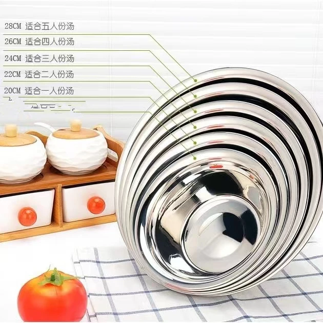 【加厚】不锈钢盆家用厨房汤盆和面盆打蛋盆洗菜盆油盆小盆汤碗钢碗