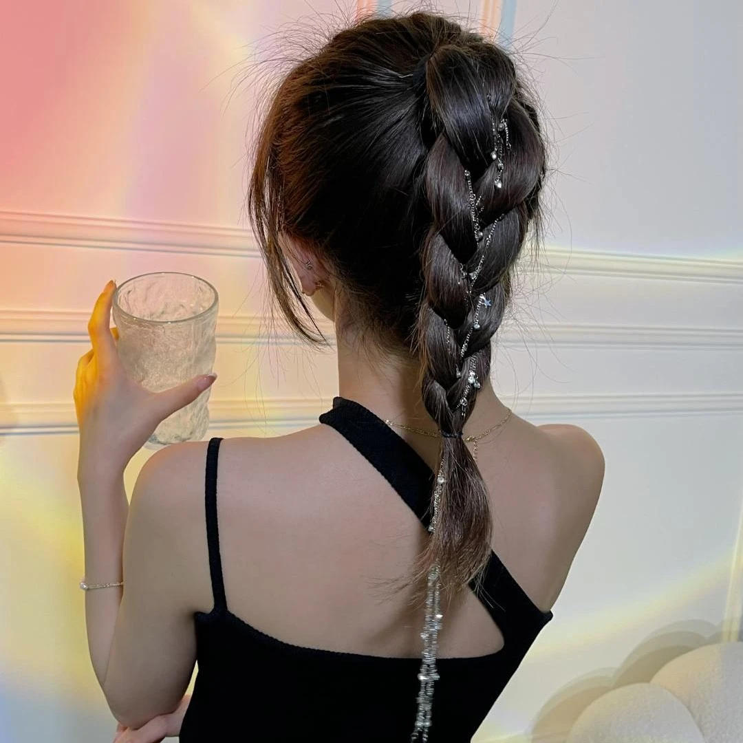 星星甜美发饰高马尾编发发链高级感编发饰气质网红时尚