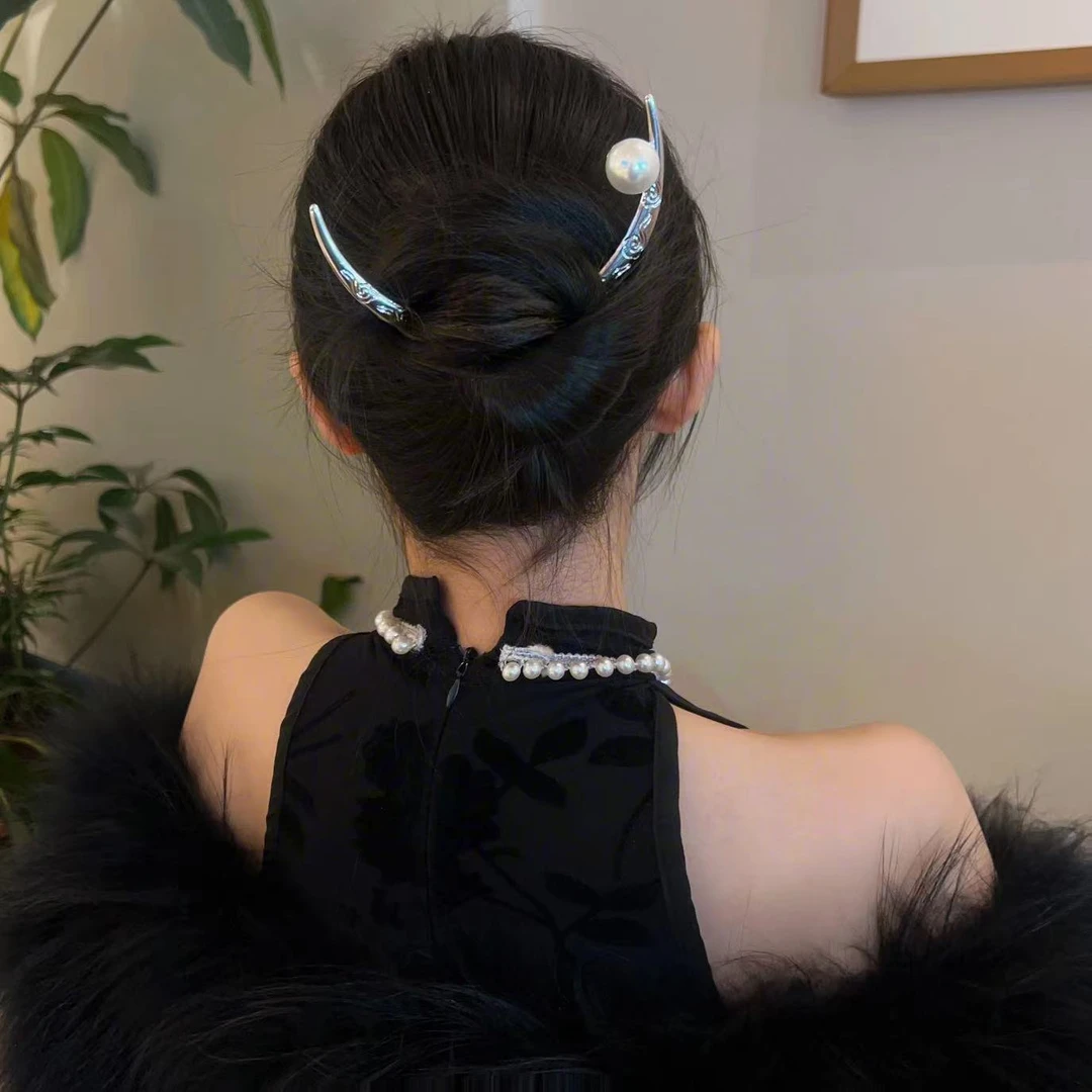 「小众上弦月发簪」国风复古半月挽发高级盘头发清冷感设计簪子