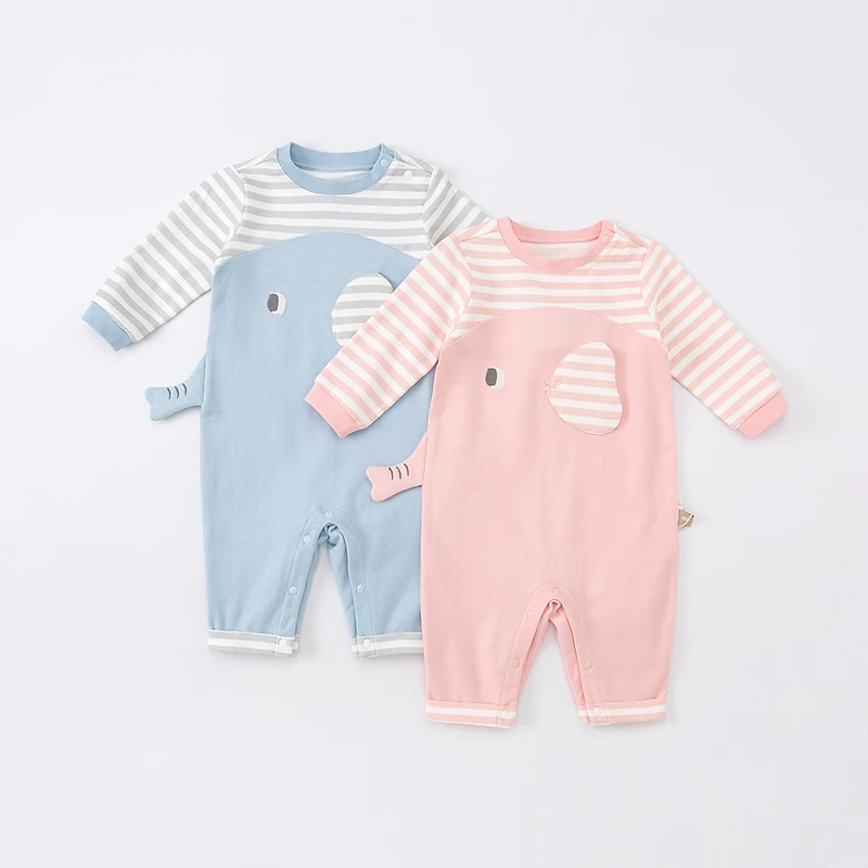 戴维贝拉男女宝连体衣秋新款婴儿衣服爬爬服新生儿哈衣DB1221158