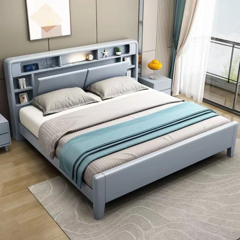 储物高箱床1.5米简约卧室全实木1.8米主卧双人床气压家用大床