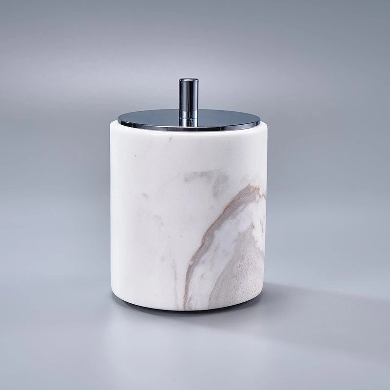 轻奢高档欧式大理石棉签盒家用棉球棒收纳盒带盖酒店卫浴用品摆件