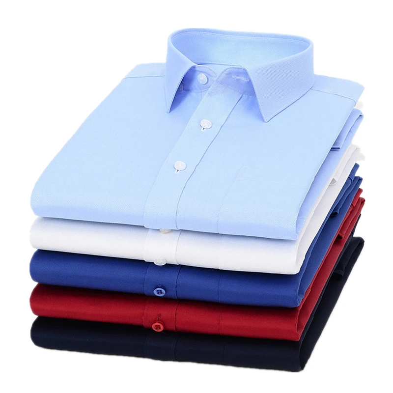 男士液氨免烫长袖衬衫纯棉双股棉商务正装职业装大码全棉白衬衣男