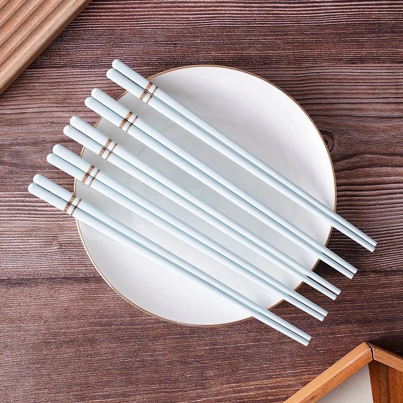 【文韵专享】影青金镶玉骨瓷筷子不发霉耐高温骨瓷筷子10双