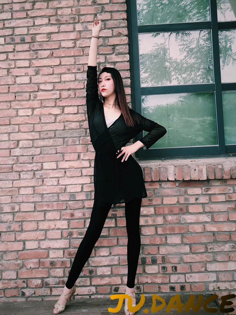 YHDANCE网纱开衫黑色长袖