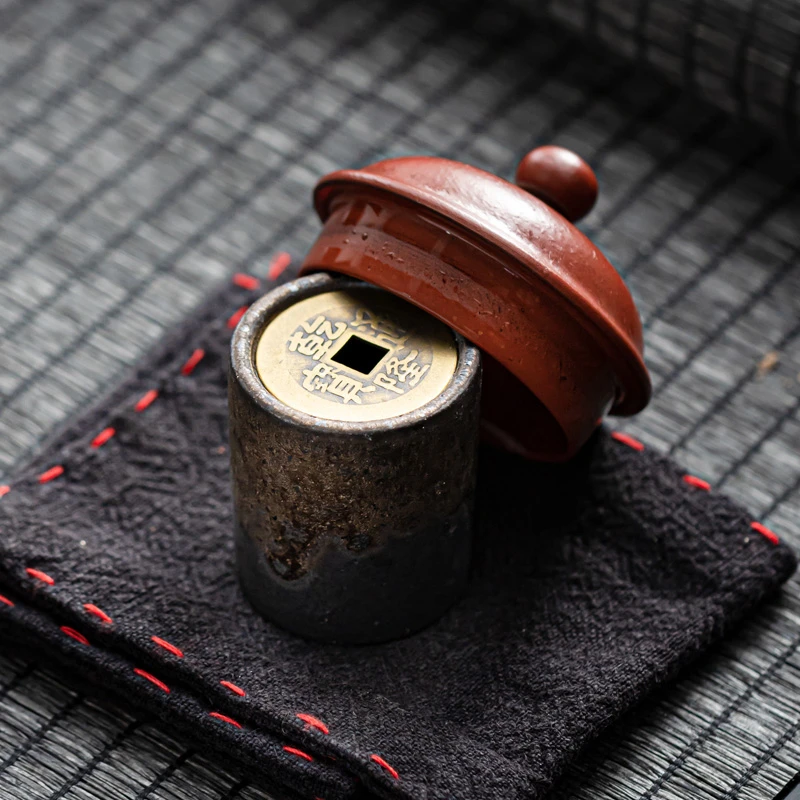 陶瓷铜钱盖置紫砂壶盖托功夫茶具配件盖碗茶宠摆件茶盖搁垫小架子