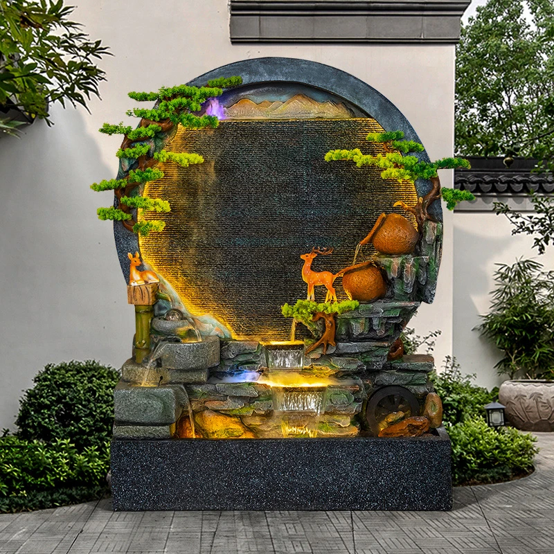 水幕墙流水屏风假山喷泉公司酒店隔断景观装饰品花园庭院鱼池摆件