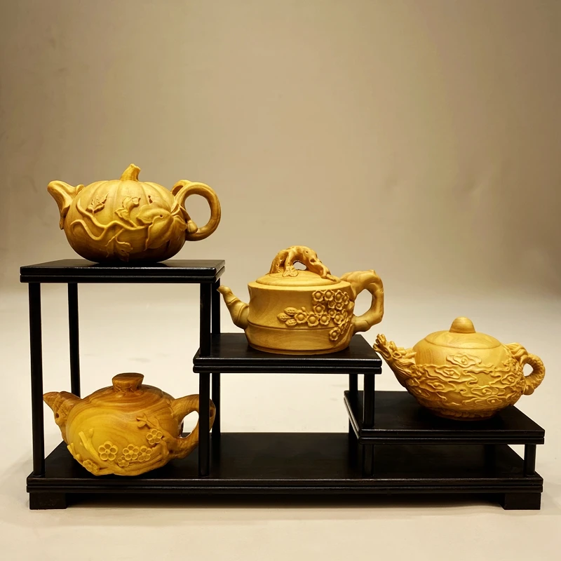 小叶黄杨木把把壶 实木根雕工艺品家居装饰品雕刻