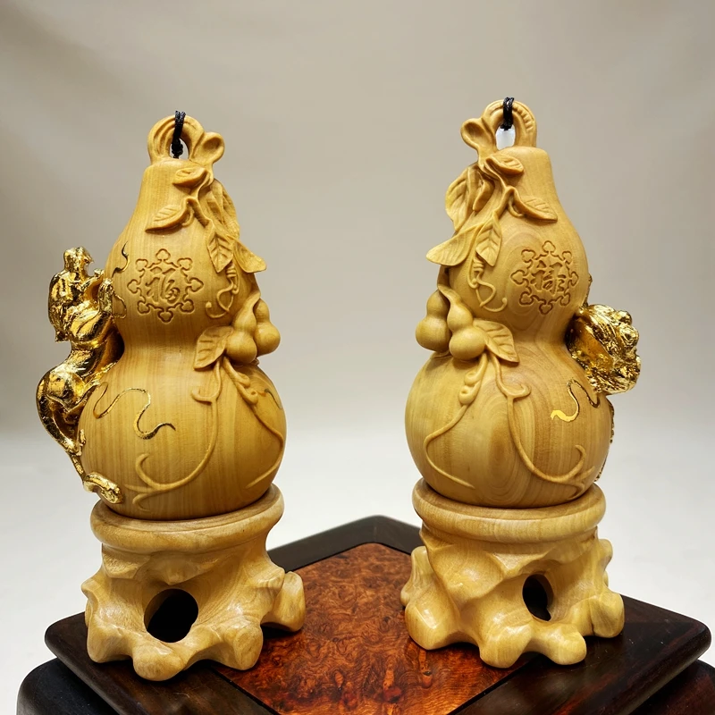 小叶黄杨木貔貅金蟾葫芦根雕  创意文玩随身把玩手把件