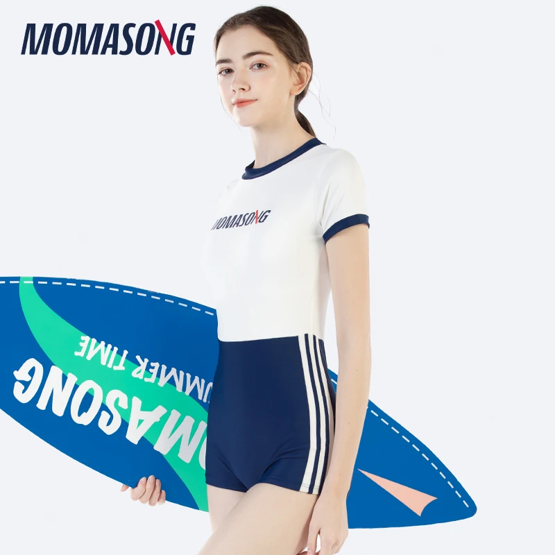 Momasong泳衣女夏保守遮肚显瘦2023年新款泡温泉度假连体专业泳装
