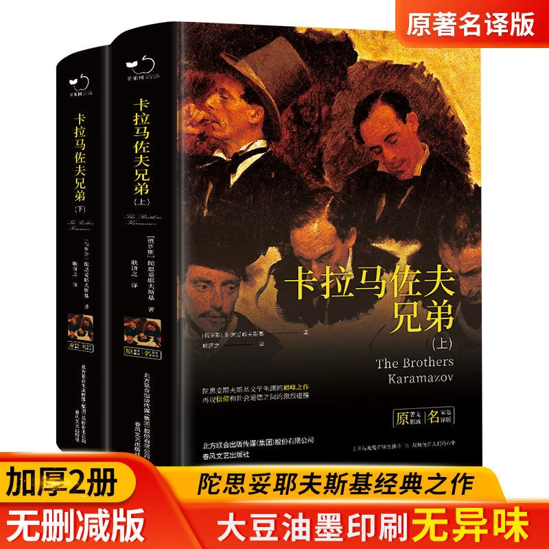正版加厚无删减版2册卡拉马佐夫兄弟 陀思妥耶夫斯基经典之作名著