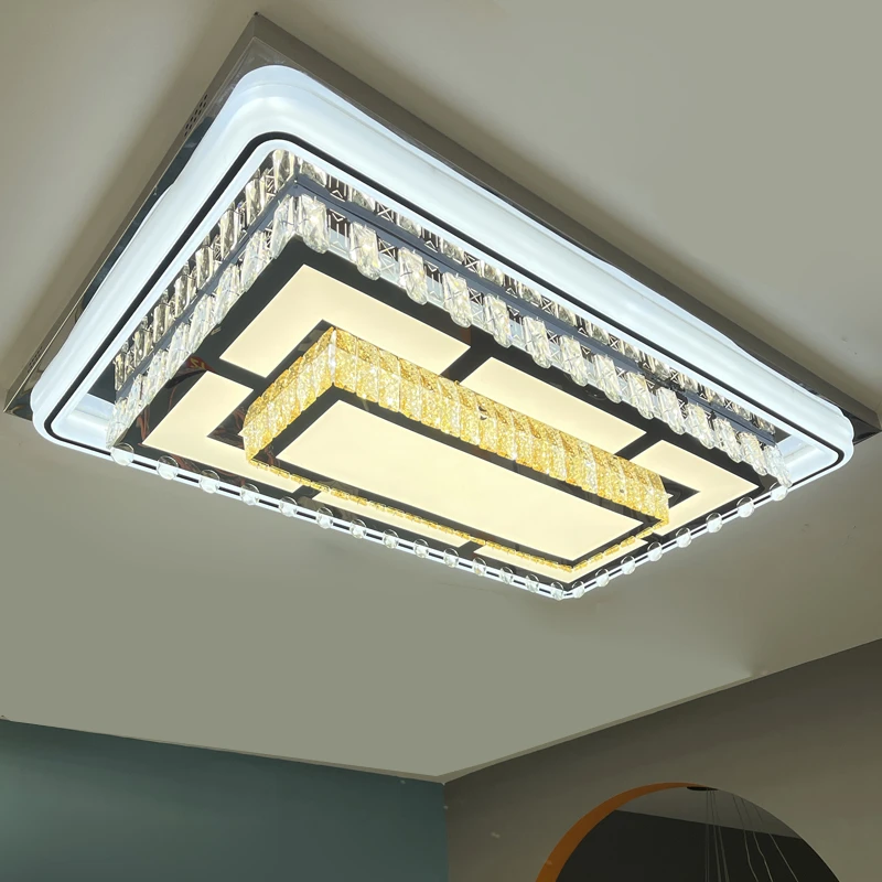 雅仕钰客厅灯水晶吸顶灯别墅复式楼自建房专用客厅灯具家用遥控