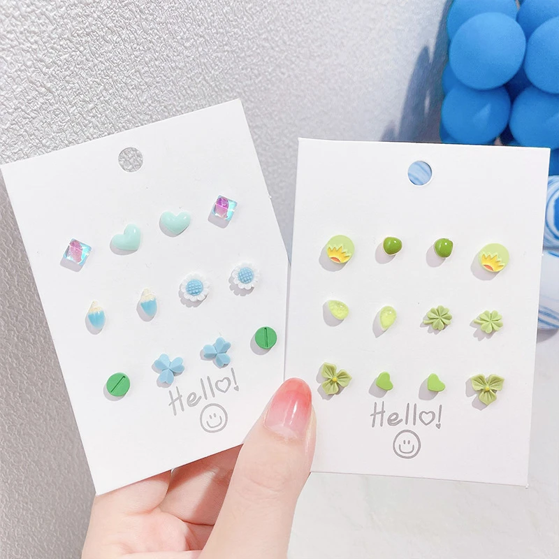 优弥 陶瓷耳饰 精致瓷一周耳钉套装女清新潮流百搭学生免摘耳饰