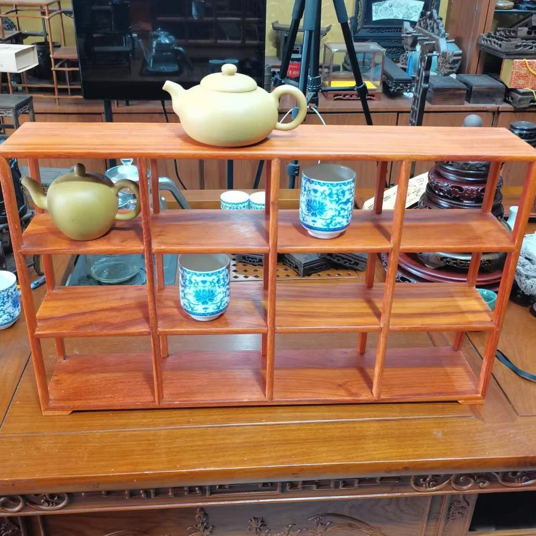 113实木博古架台面三层置物架紫砂茶壶茶杯架子古玩玉器展示架
